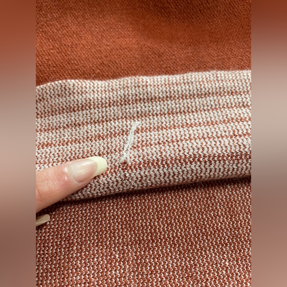 Chicwish Mock Neck Poncho Sweater Pullover Burnt Orange Striped Size S / M - Picture 12 of 13